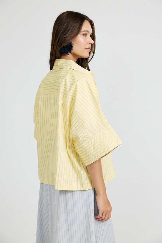 Monroe Oversized Batwing Stripe Shirt –Yellow