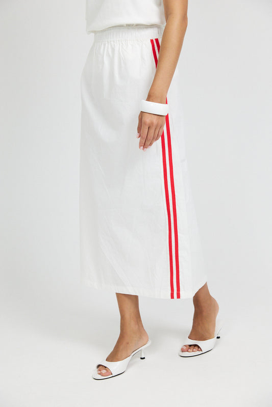 Sport Chic Cotton Midi Skirt – white