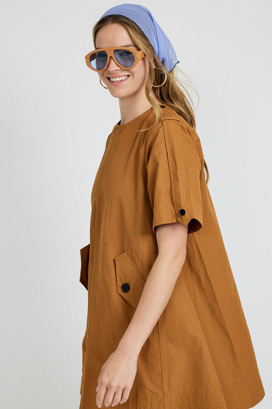 Victoria Cotton Dress – Camel