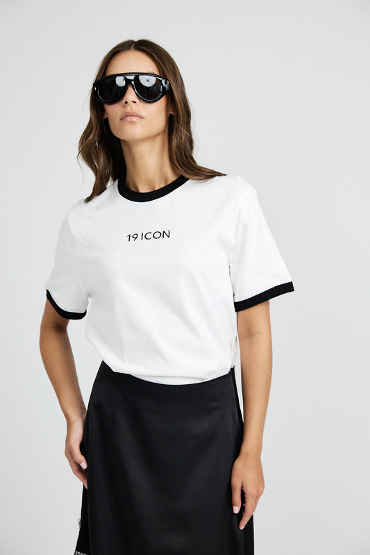 Essential Ringer 19 ICON T Shirt-white