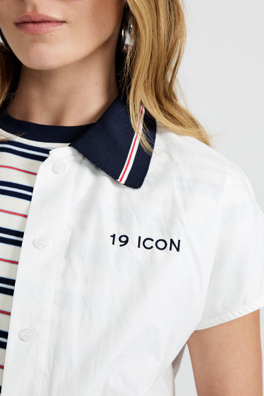 Sport Chic Cotton Crop Shirt – white|red