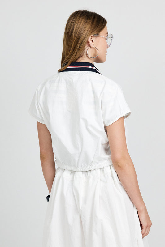Sport Chic Cotton Crop Shirt – white|red