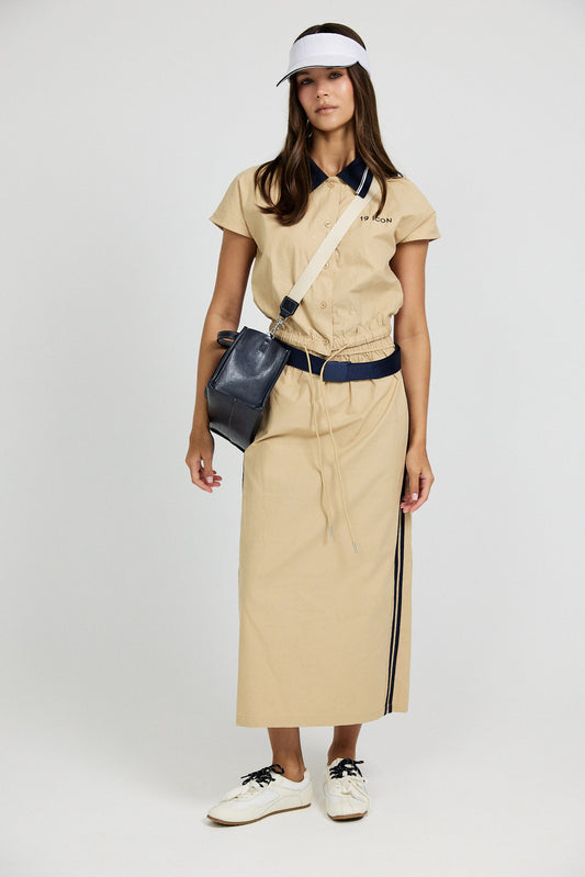 Sport Chic Cotton Midi Skirt – Khaki