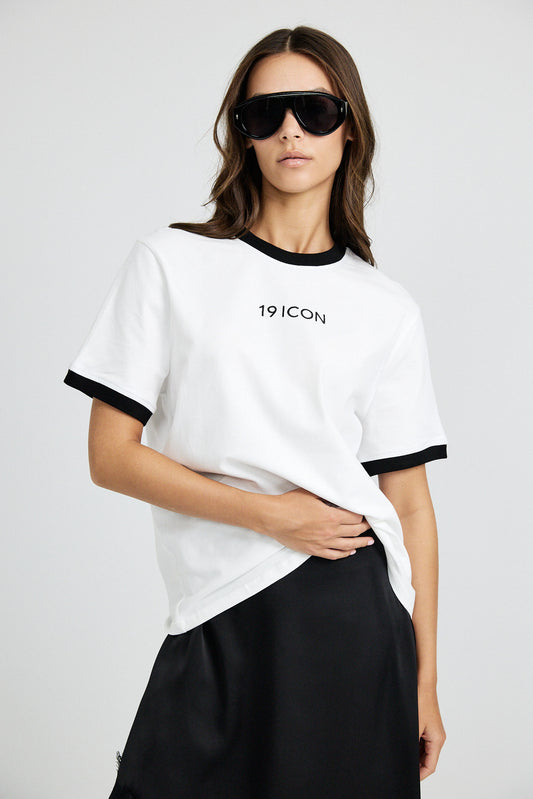 Essential Ringer 19 ICON T Shirt-white