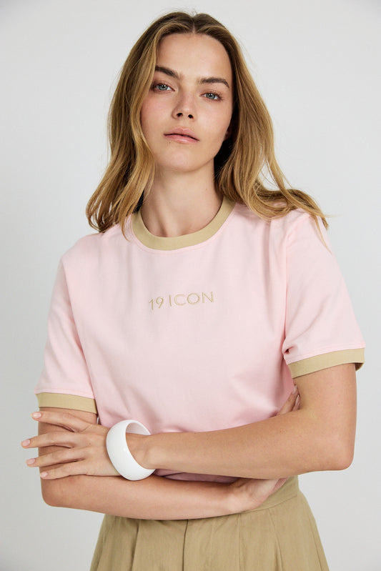 Essential Ringer 19 ICON T Shirt-pink
