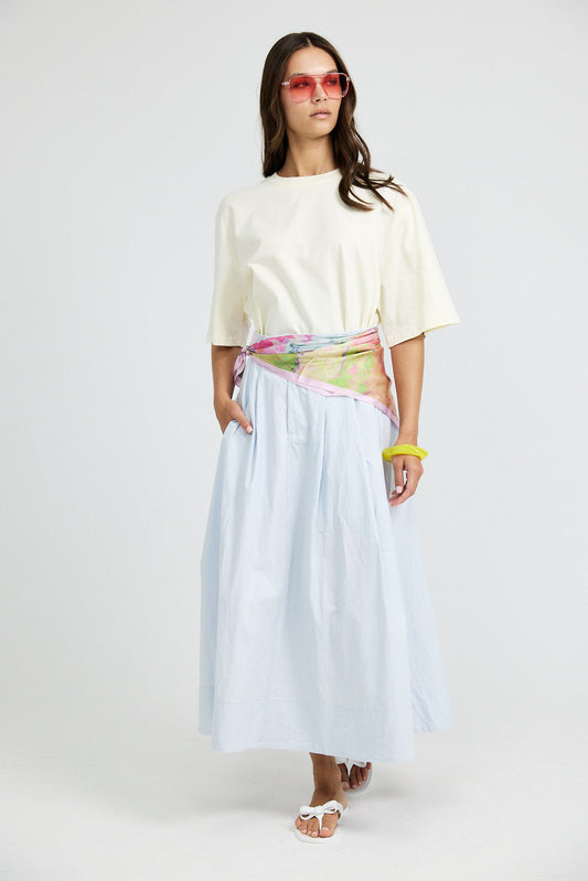 Classic Cotton A-Line Midi Skirt – Baby Blue