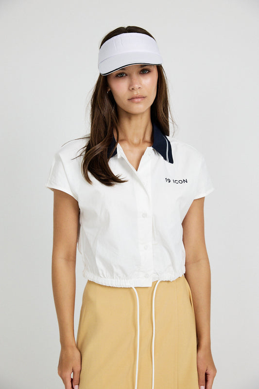 Sport Chic Cotton Crop Shirt – white|white