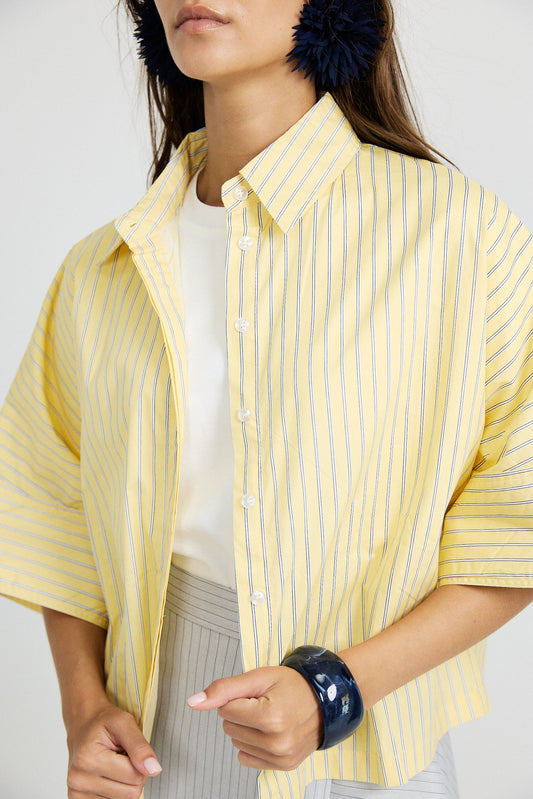 Monroe Oversized Batwing Stripe Shirt –Yellow