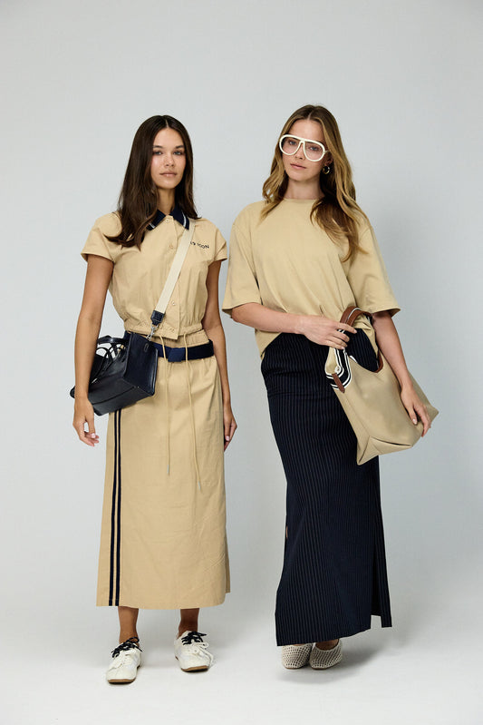 Sport Chic Cotton Midi Skirt – Khaki