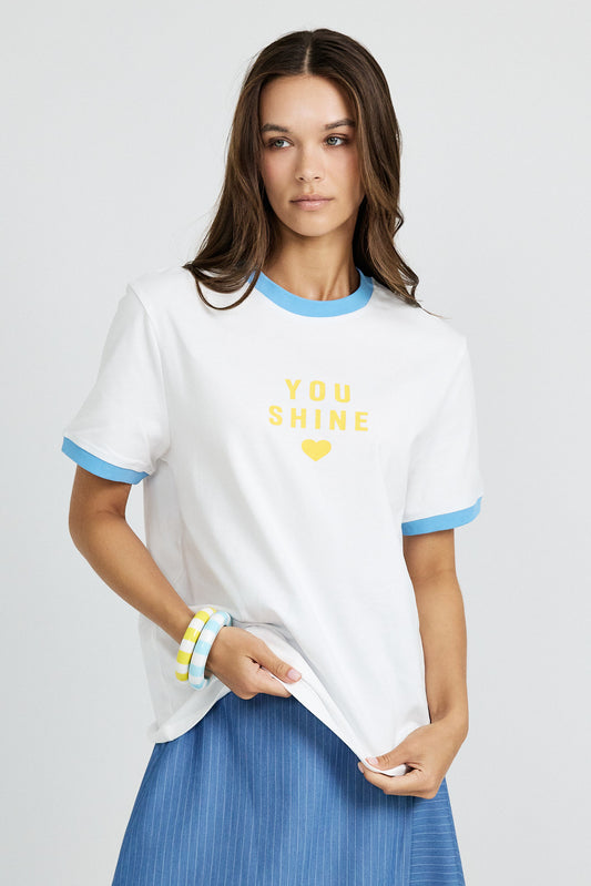 Premium Graphic T-Shirt - White|L.blue