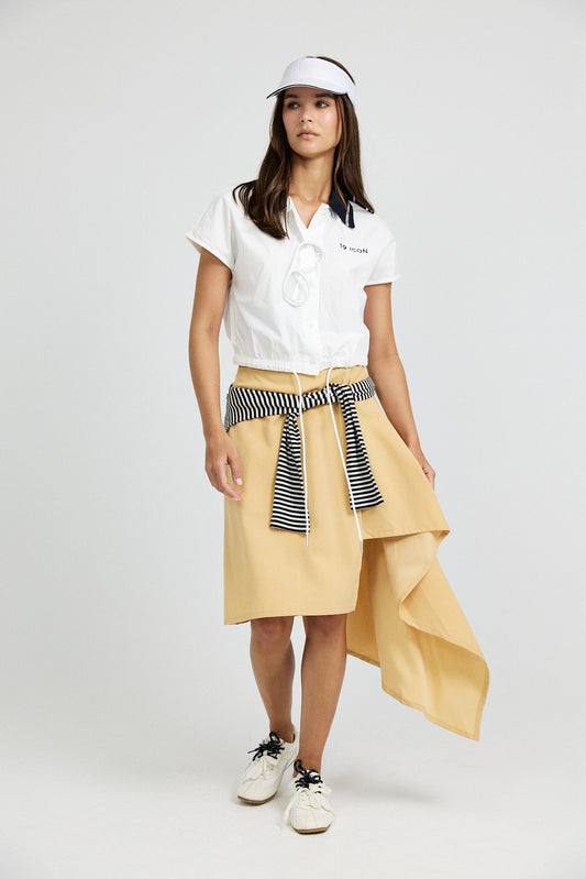 Asymmetric Wrap Skirt - Golden Beige