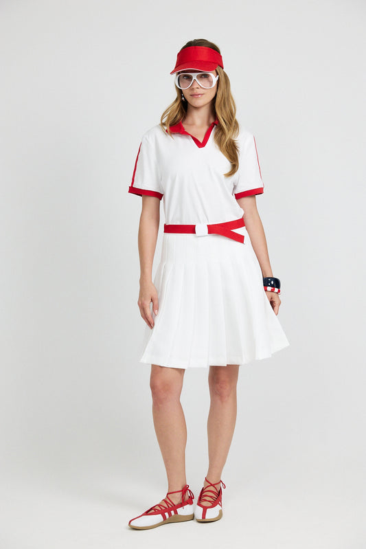 Women's Cotton Polo Shirt – White & Red