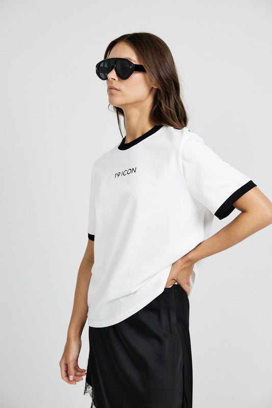Essential Ringer 19 ICON T Shirt-white