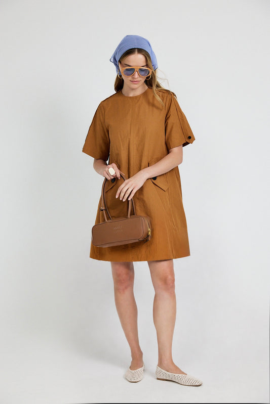 Victoria Cotton Dress – Camel