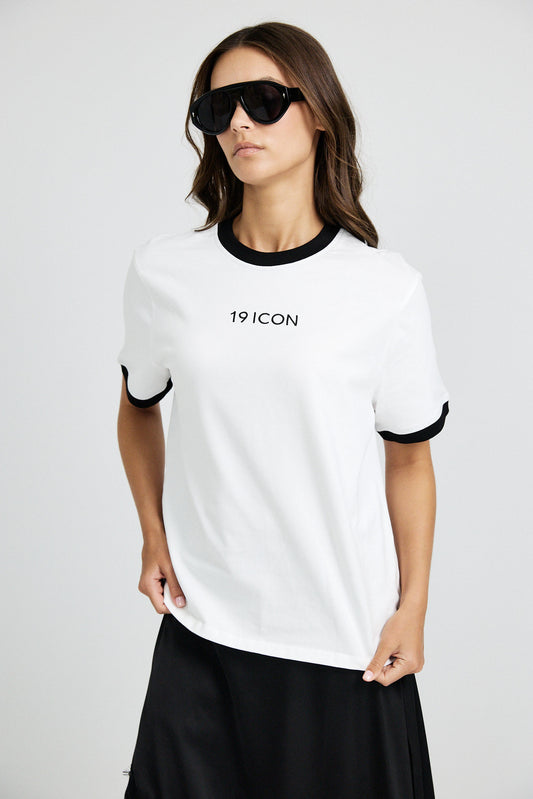 Essential Ringer 19 ICON T Shirt-white