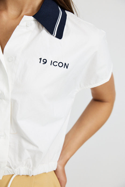 Sport Chic Cotton Crop Shirt – white|white