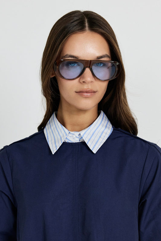 Victoria Cotton Dress – Navy