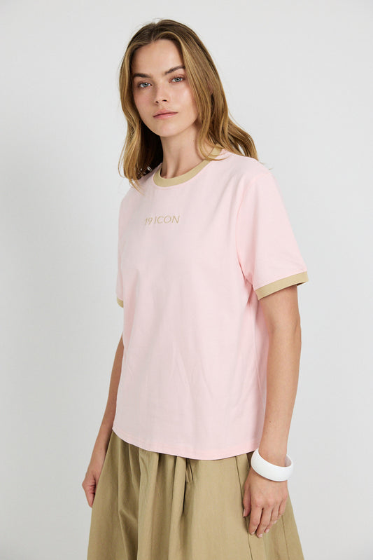 Essential Ringer 19 ICON T Shirt-pink