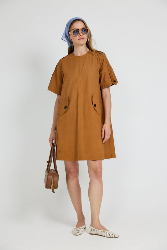 Victoria Cotton Dress – Camel