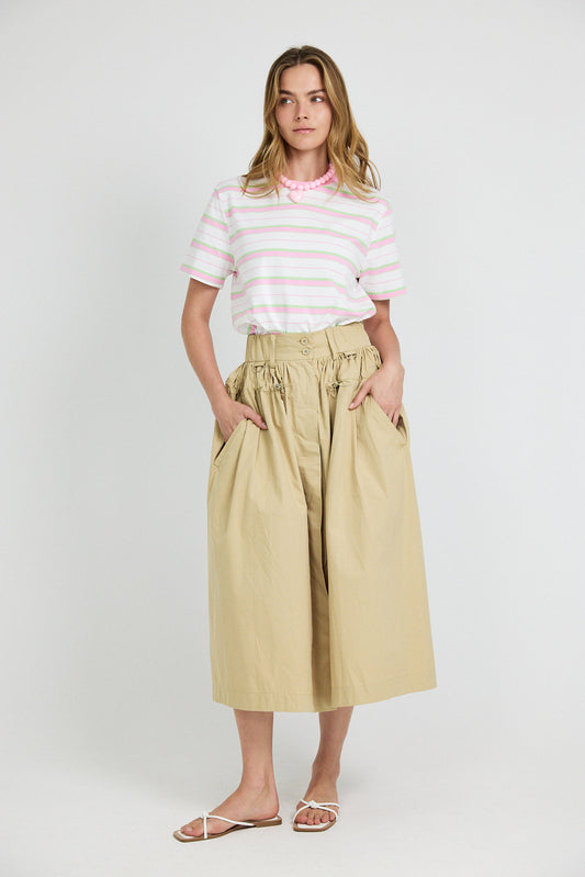 Classic Cotton Rib Striped T Shirt – cream-pink