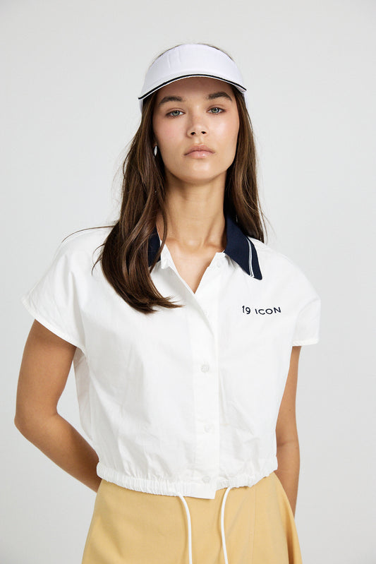 Sport Chic Cotton Crop Shirt – white|white