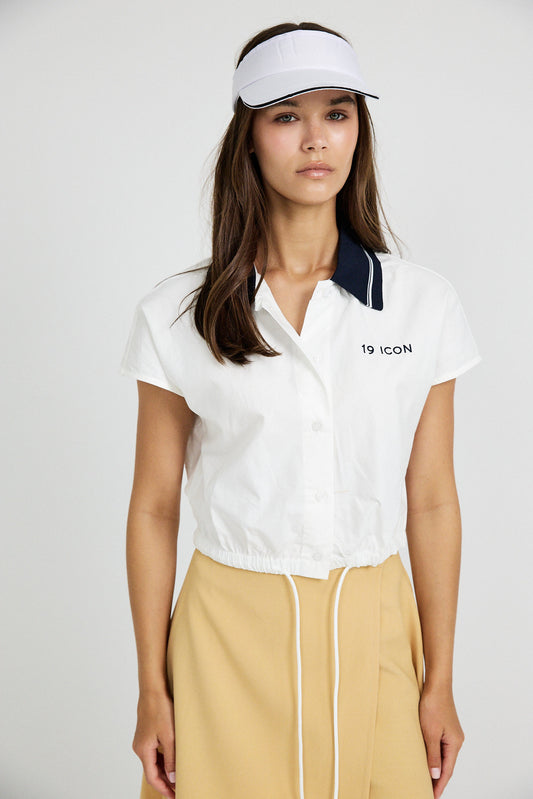 Sport Chic Cotton Crop Shirt – white|white