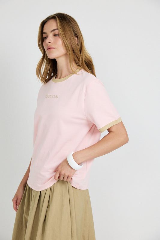 Essential Ringer 19 ICON T Shirt-pink
