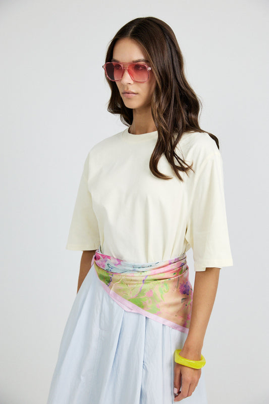 Classic Cotton A-Line Midi Skirt – Baby Blue
