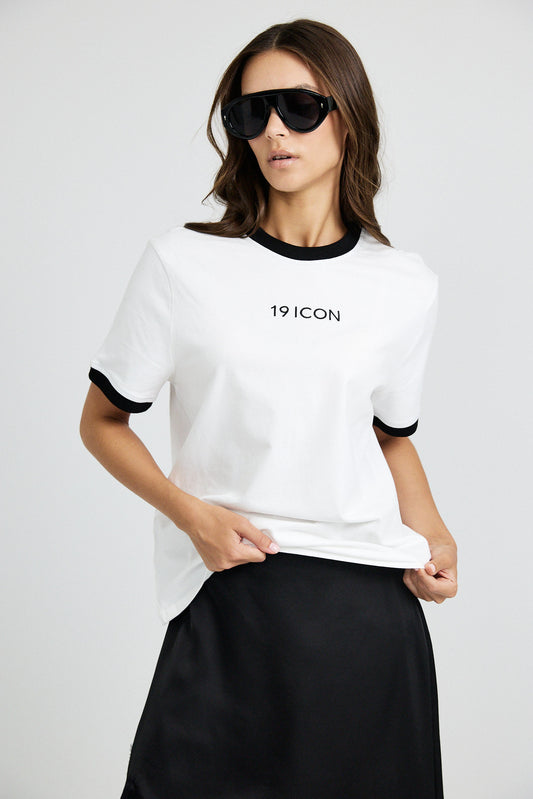 Essential Ringer 19 ICON T Shirt-white