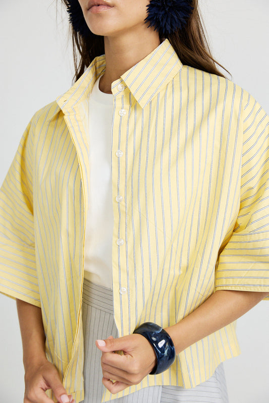 Monroe Oversized Batwing Stripe Shirt –Yellow