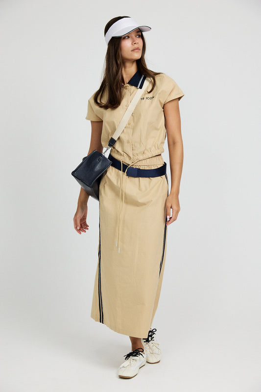 Sport Chic Cotton Midi Skirt – Khaki