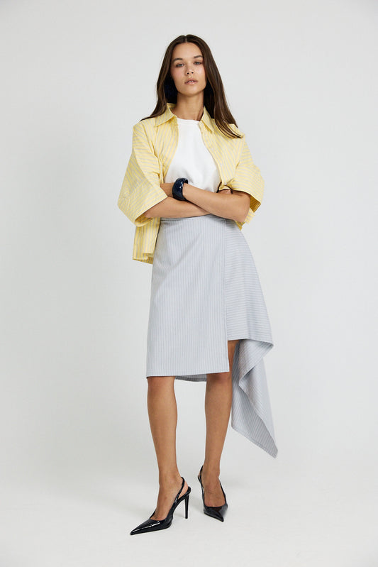Monroe Oversized Batwing Stripe Shirt –Yellow