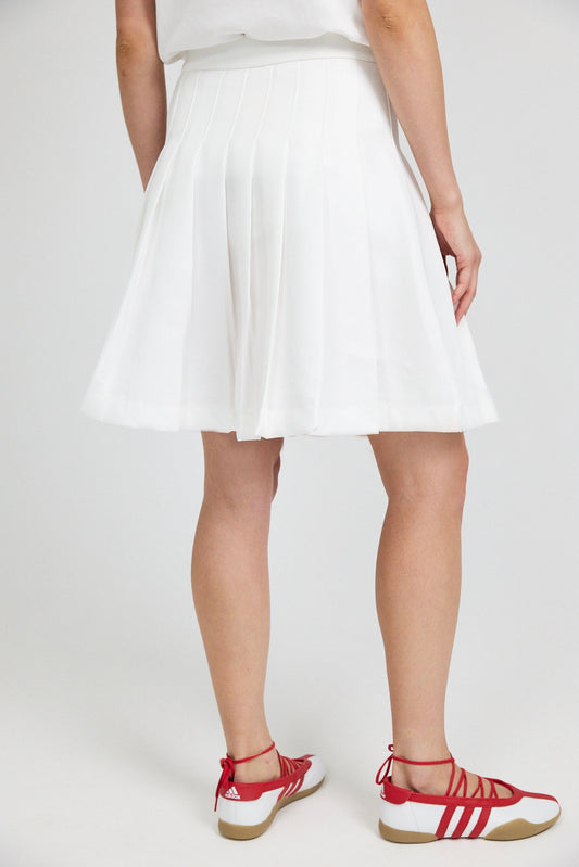 Pleated Cotton Tennis Skirt – White