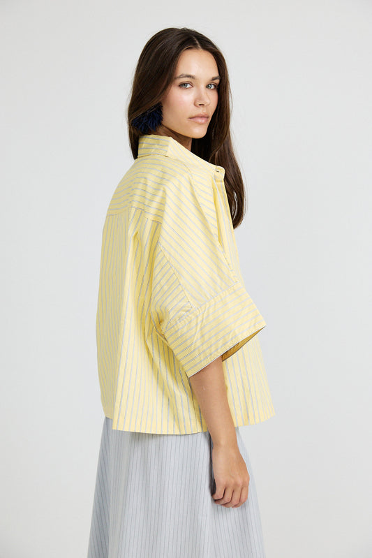 Monroe Oversized Batwing Stripe Shirt –Yellow