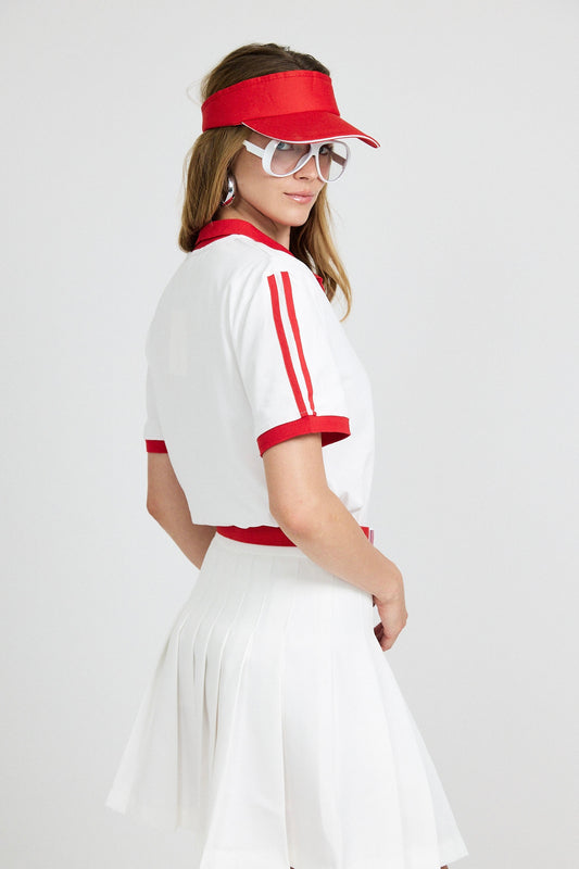 Pleated Cotton Tennis Skirt – White