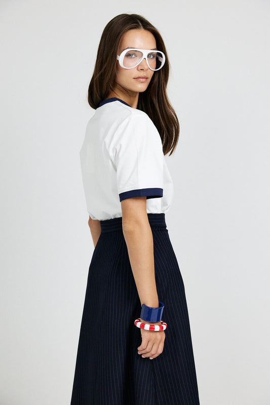 Premium Graphic T-Shirt - White|navy