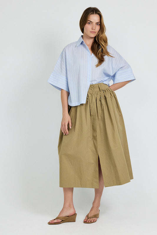 Monroe Oversized Batwing Stripe Shirt –light blue