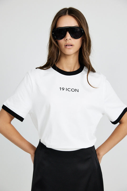Essential Ringer 19 ICON T Shirt-white