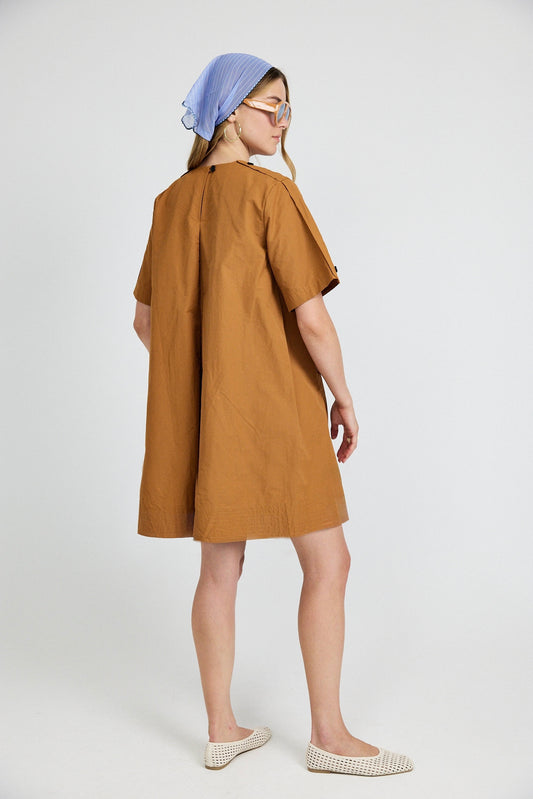 Victoria Cotton Dress – Camel