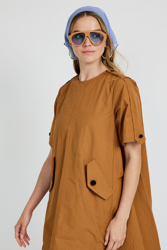 Victoria Cotton Dress – Camel