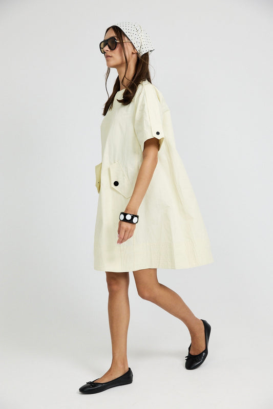 Victoria Cotton Dress – Butter Yellow