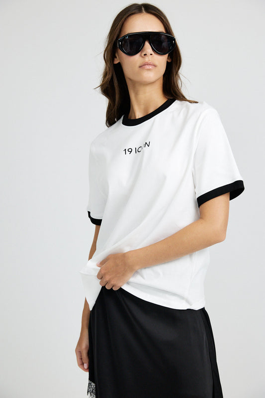 Essential Ringer 19 ICON T Shirt-white