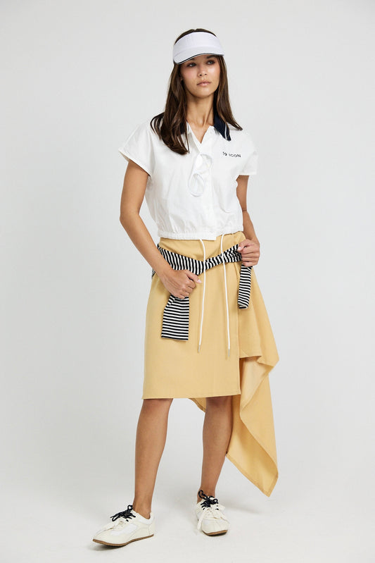 Asymmetric Wrap Skirt - Golden Beige