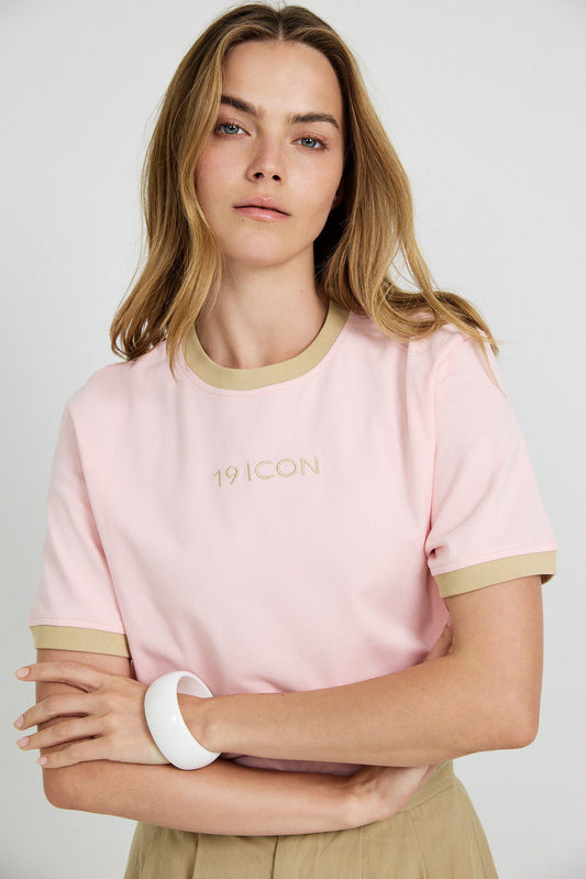 Essential Ringer 19 ICON T Shirt-pink