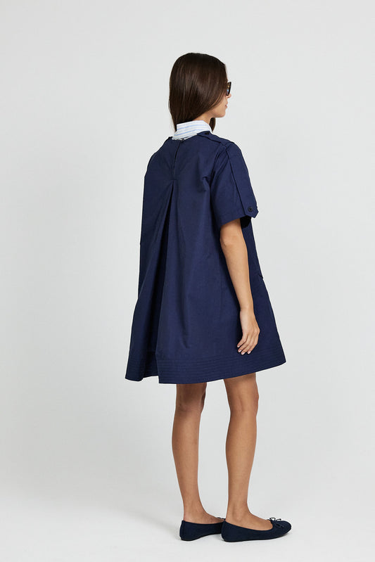 Victoria Cotton Dress – Navy