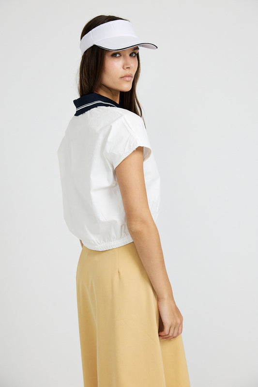 Sport Chic Cotton Crop Shirt – white|white