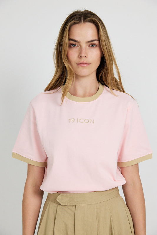 Essential Ringer 19 ICON T Shirt-pink