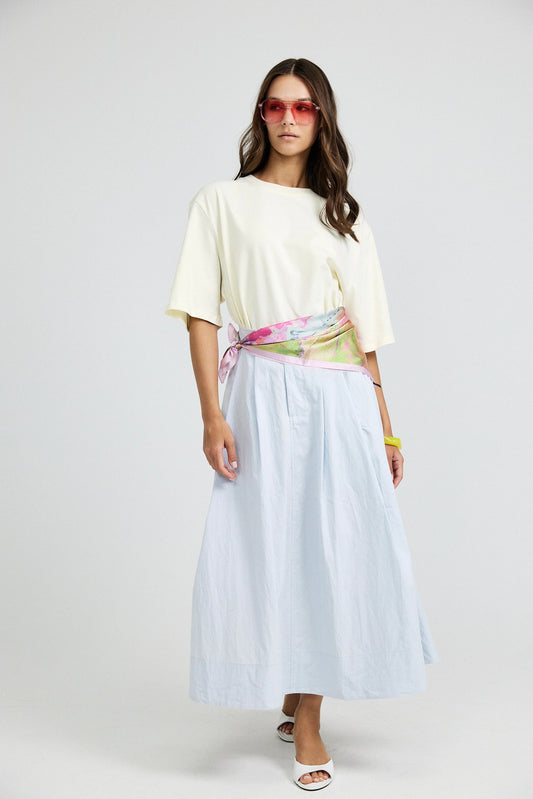 Classic Cotton A-Line Midi Skirt – Baby Blue