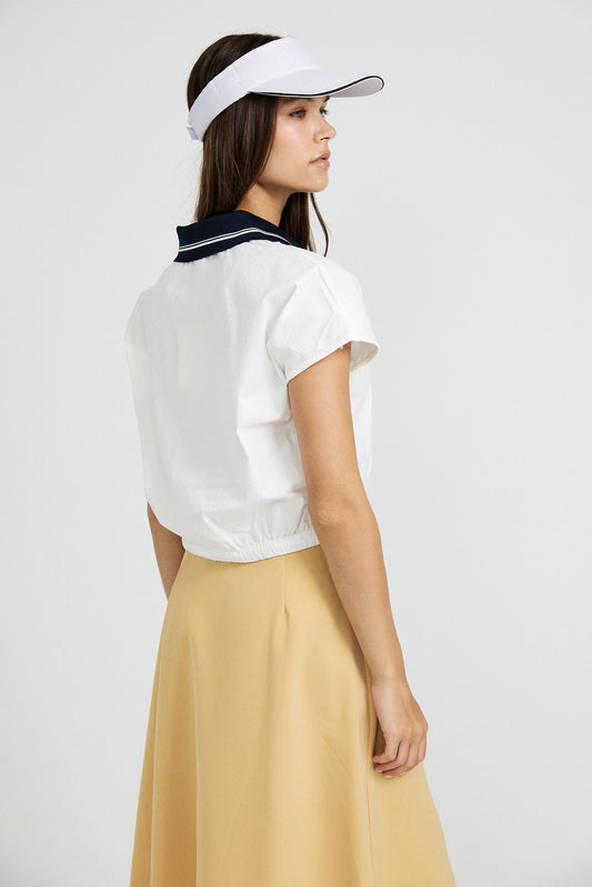 Sport Chic Cotton Crop Shirt – white|white