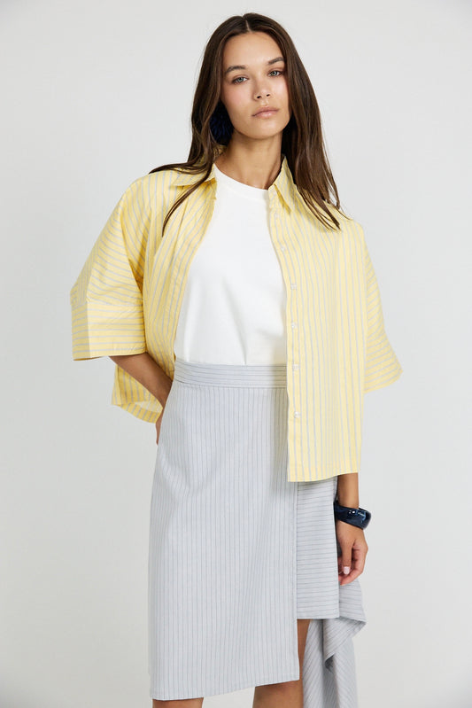 Monroe Oversized Batwing Stripe Shirt –Yellow